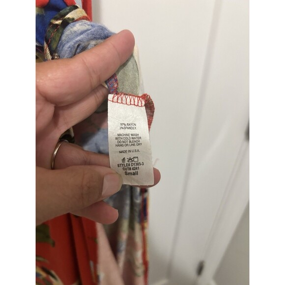 Jodifl Red Floral Off Shoulder  Size Small Maxi Dress Gathered Waist Split Joint - Picture 6 of 10